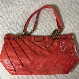 Coach Pink Leather Shoulder Bag with Gold Hardware